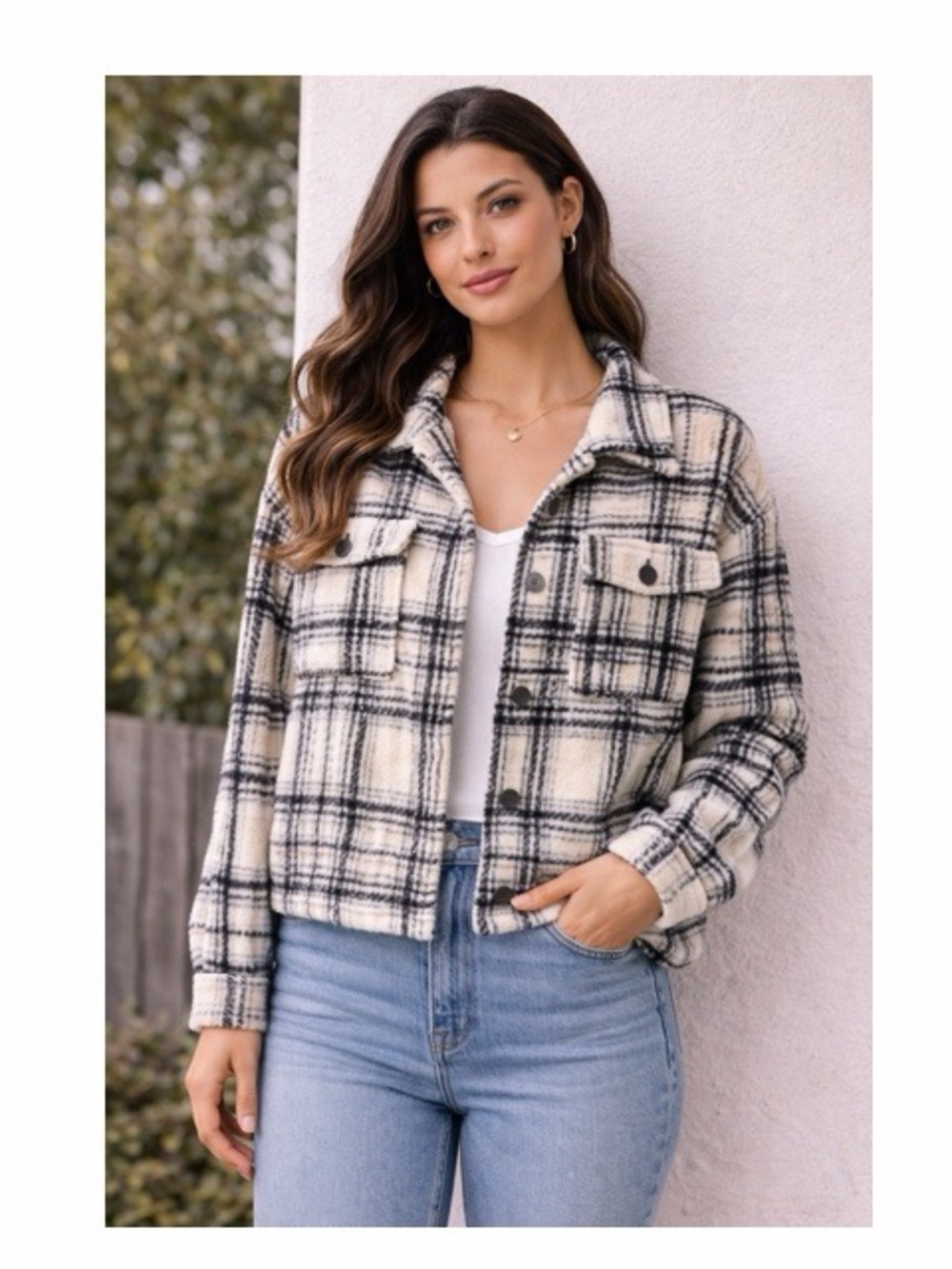 Melloday Plaid Cozy Shirt‎ Jacket